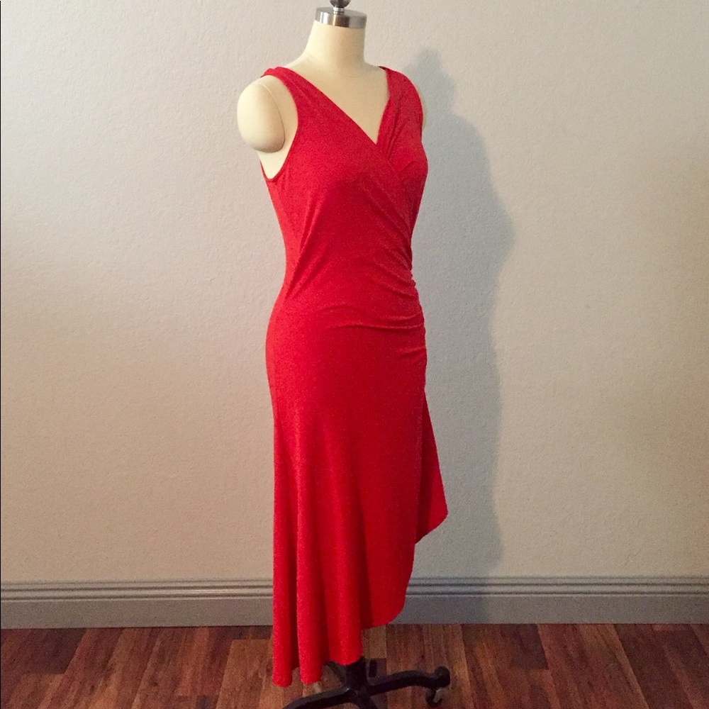 Michael Kors Red Asymmetric Hemline Dress